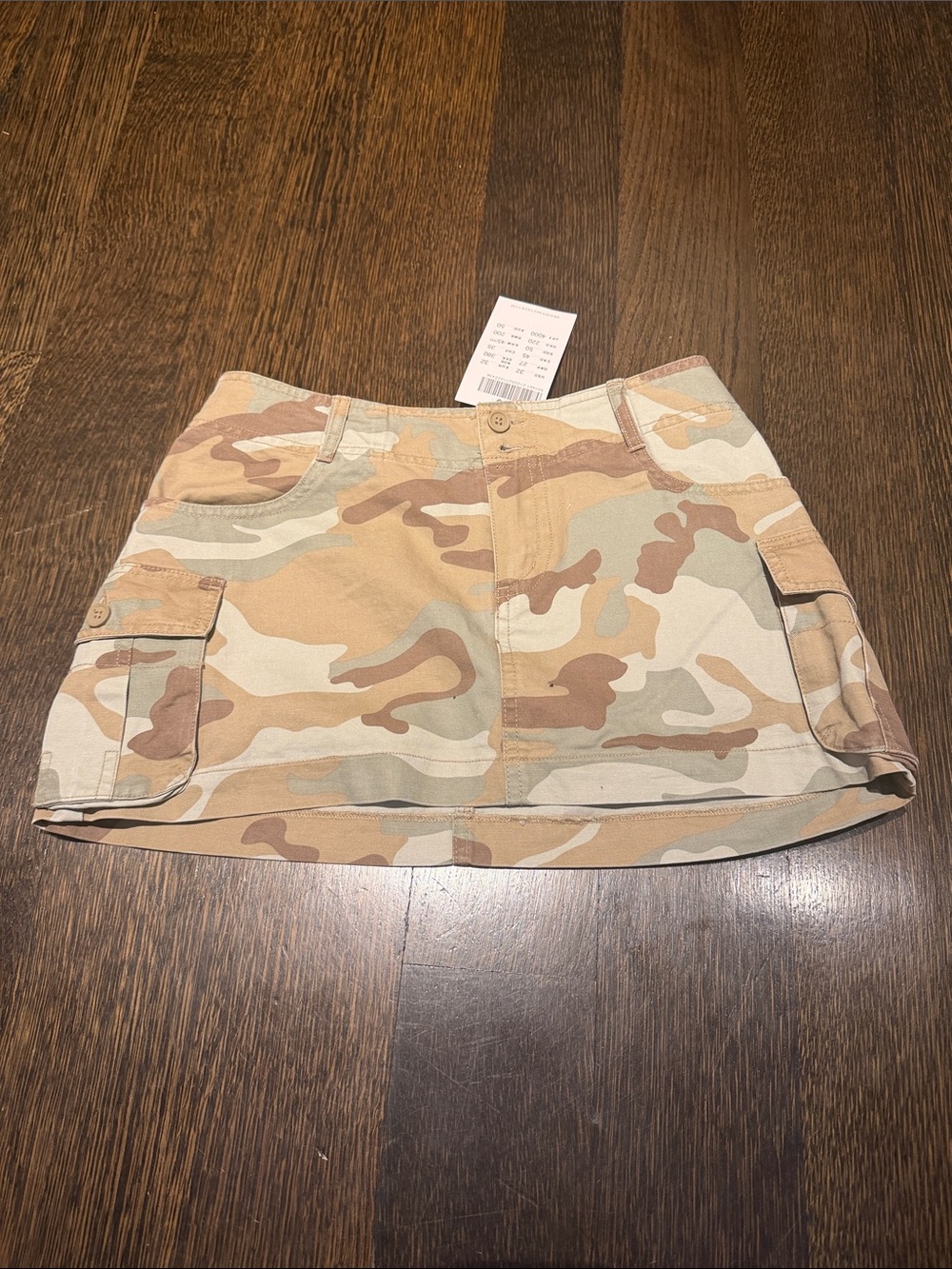 Brandy Melville Beige Tan Camo Cargo Mini Skirt
